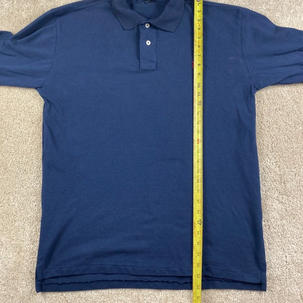 Polo‎ Ralph Lauren Mens XXL Navy Blue Long Sleeve Custom Fit Polo Shirt Red Pony